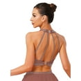 thumbnail image 4 of SiiRoh Women's Glittery Rhinestone Lyrical Ballet Dance Crop Tops Halter Neck Sleeveless Tank Top Dusty Pink M, 4 of 5