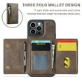 thumbnail image 3 of ELEHOLD for iPhone 14 Pro Detachable Wallet Case Premium PU Leather 2-in-1 Magnetic Removable Zipper Card Holders RFID Blocking Logo Hollow View Shockproof Protection Kickstand Case,coffee, 3 of 8