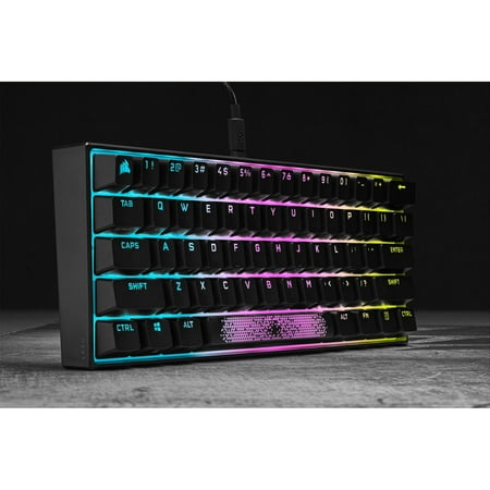 CORSAIR - K65 RGB Mini Wired 60% Mechanical Cherry MX SPEED Linear Switch Gaming Keyboard with PBT Double-Shot Keycaps - Black