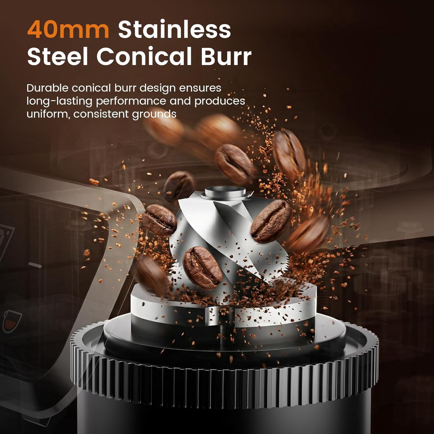 Electric Burr Coffee Grinder with 30 Settings, Stainless Steel Conical Burr for Home Kitchen