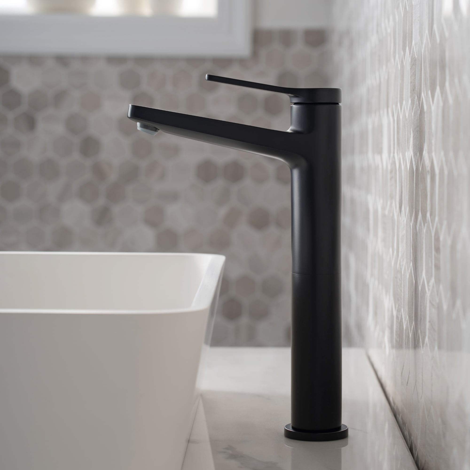 Indy Single Handle Vessel Bathroom Faucet in Matte Black