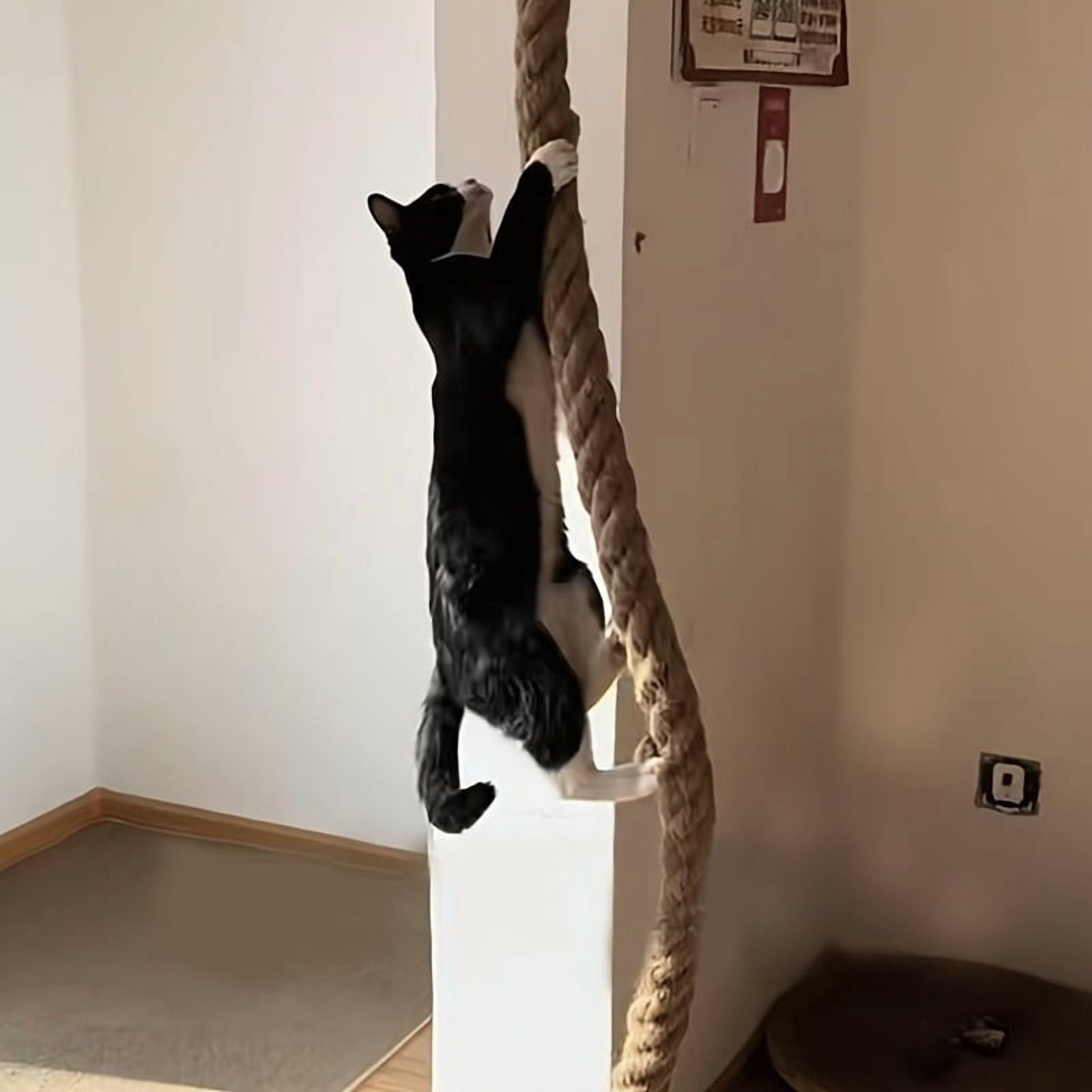 Wall Mounted Cat Climbing Frame, Premium Pine Cat Tree Tower With 0.8 x 59.1 Inch Climbing Rope, Wall Mounted Cat Steps With Sisal Rope, Space Saving Cat Wall Furniture For Indoor Cat Playground