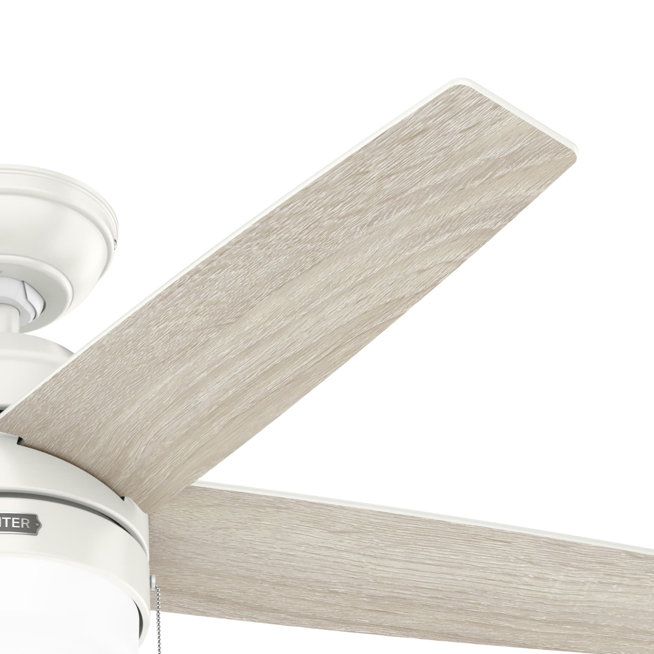 Hunter 44 inch Indoor Ceiling Fan with LED Light and Pull Chain - White Modern Ceiling Fan, Standard Mount, 5 Blades, For Bedroom, Living Room, or Kitchen - Bardot 52494, Fresh White