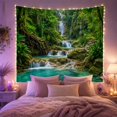thumbnail image 2 of Tropical Waterfall with Mossy Rocks and Turquoise Pool, Serene Photorealistic for Nature Lovers, Rainforest Art Decor, Housewarming Gift, Tapestry Wall Hanging for Living Room and Bedroom, 2 of 7