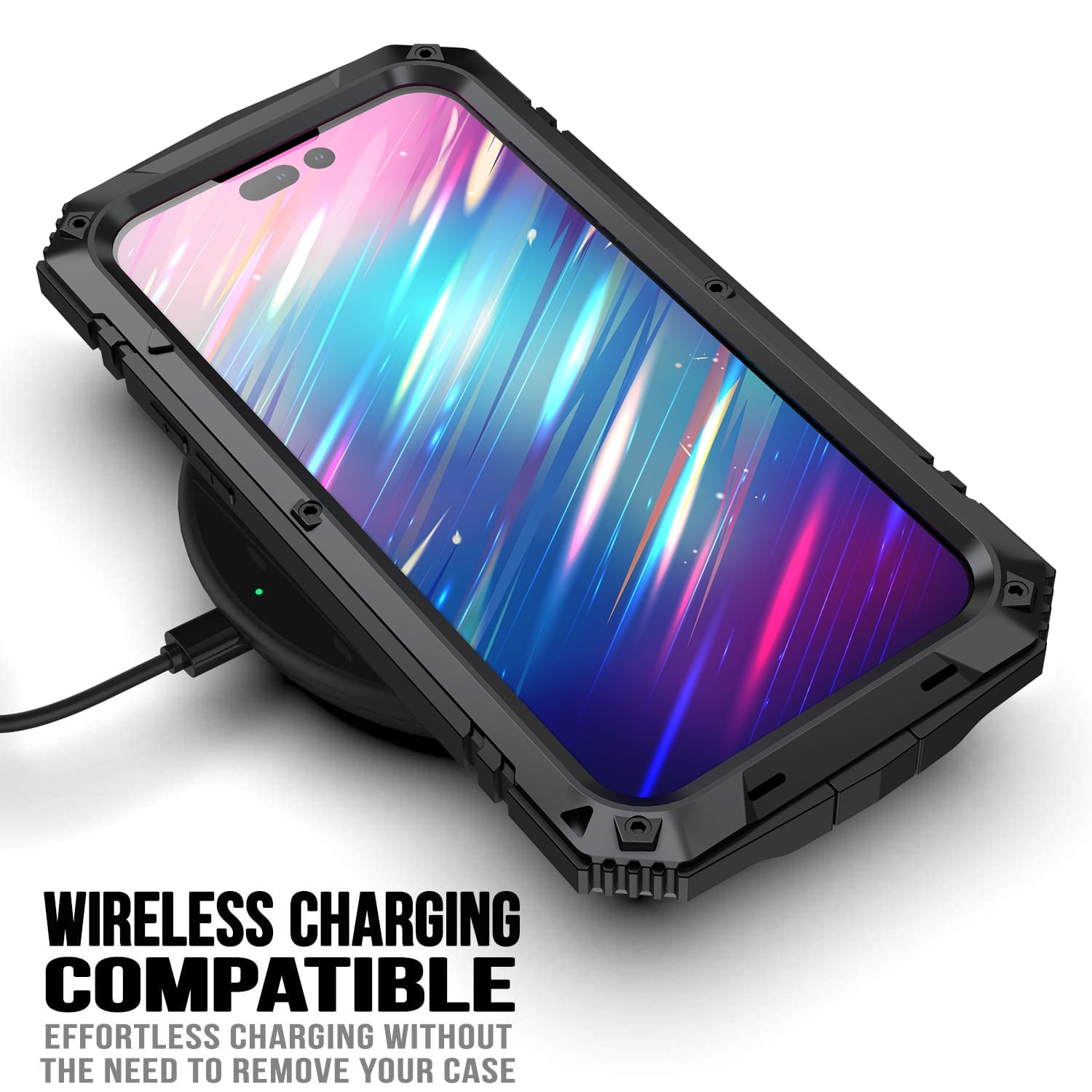iPhone 14 Pro Max Rugged Full-Body Case, Metal Bumper Built-in Screen Protector&Kickstand,Dustproof and Drop-Proof,Full Body Protection Heavy Duty Rugged Military Cover For iPhone 14 Pro Max, Black