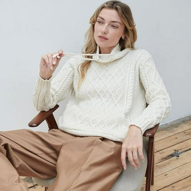 Ladies Cowl Neck Sweater Made By Aran Woollen Mills Walmart