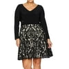 Xscape NEW Black Womens Size 20W Plus V-Neck Longsleeve A-Line Dress