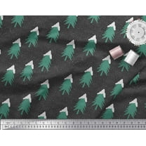 Soimoi Cotton Voile Fabric Snow & Tree Christmas Decor Fabric Printed Yard 42 Inch Wide