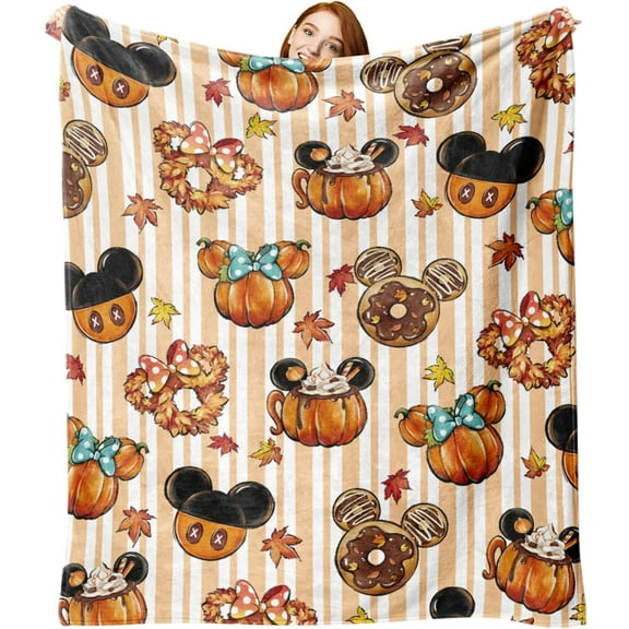 Fall Football Game Time Flannel Blanket, Autumn Sports Theme Throw Blanket Birthday Gifts for Football Lover Men Women, Touch Down Rugby Maple Leaves Soft Blanket for Bedding Sofa 50 x 60 Inch