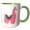 Green/White, variant on 3drose, Fun Creative Fluffy Pink Llama Wearing a Saddle Blanket, 11oz Two-tone Blue Mug
