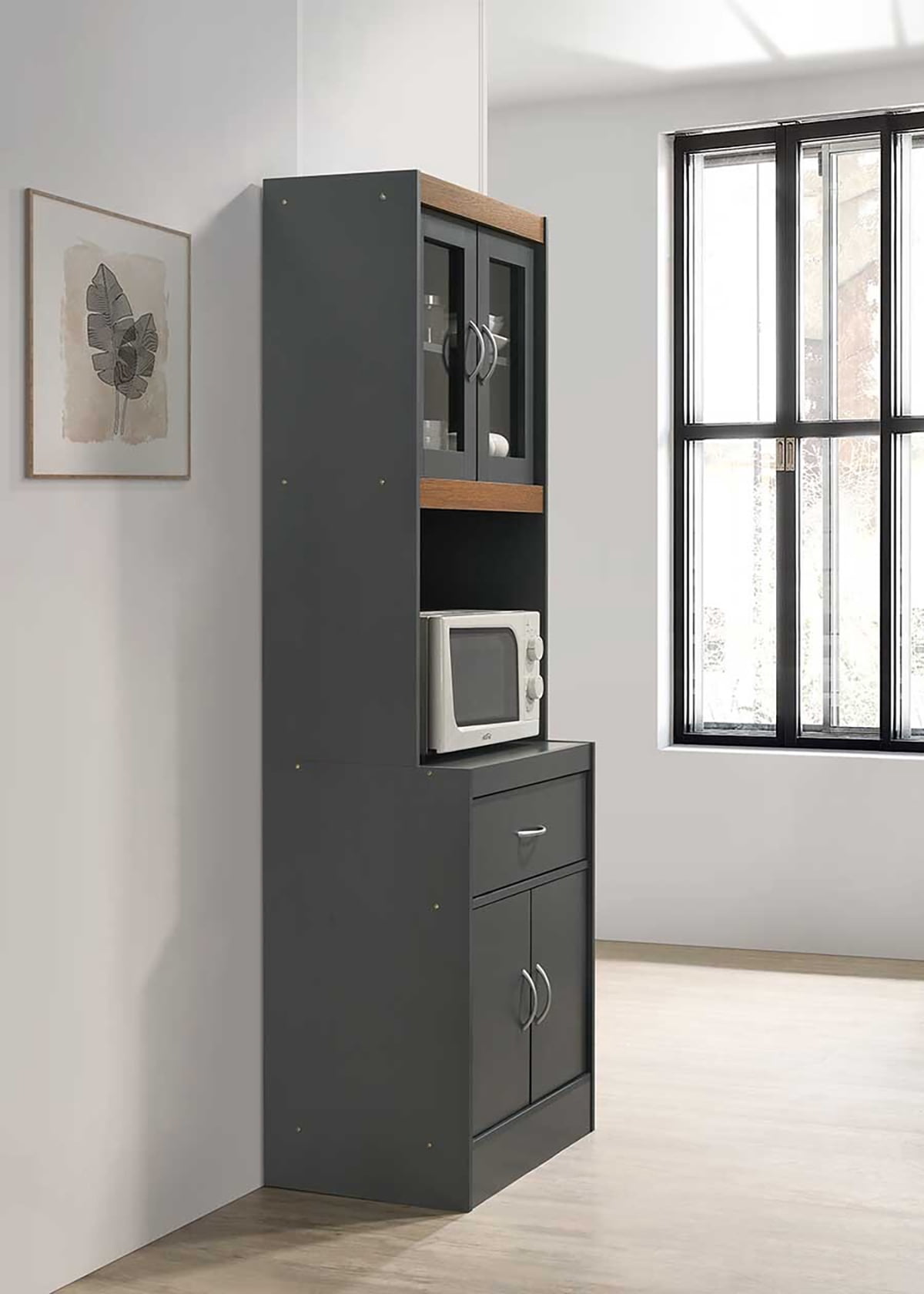 Hodedah Tall Kitchen Cabinet, Chocolate-Grey - Walmart.com