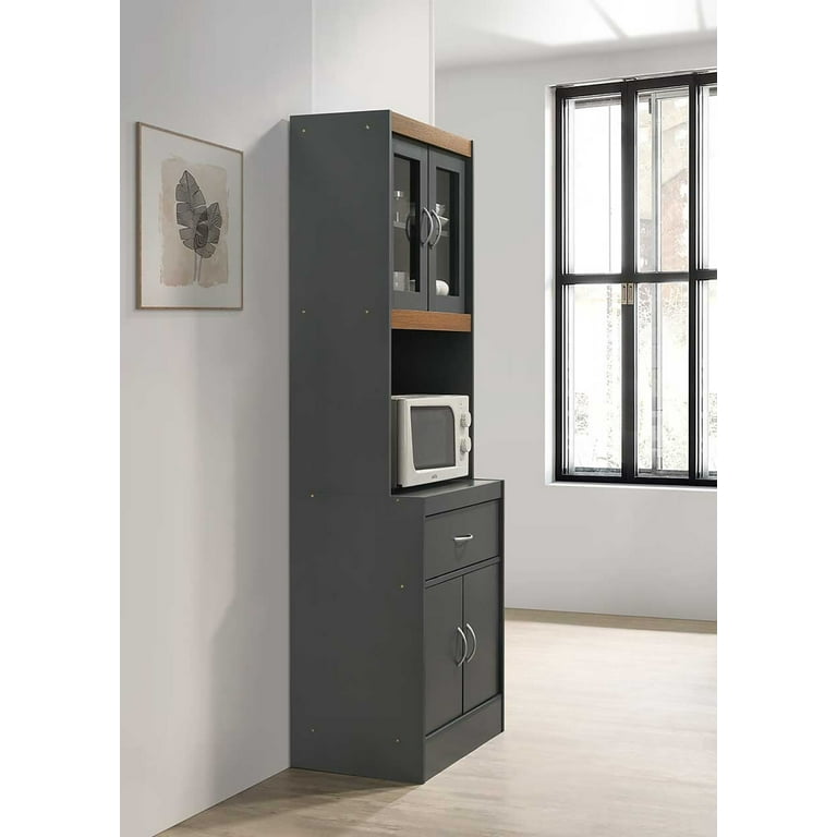 Hodedah Kitchen Cabinet with 1-Drawer, plus Space for Microwave in
