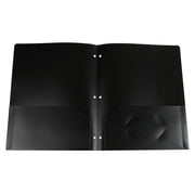 1PC Folders with Pockets 3 Hole Punched, Plastic Heavy Duty 2 Pocket Blinder Folder with Business Card Holder, Office Binder Folders for Documents, Filing Cabinet, Report(Black)