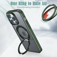 thumbnail image 5 of For iPhone 15 Pro Max Case Magnetic, Compatible with Magsafe Matte Back Cover Rotating Kickstand Bumper Rugged Phone Case Cover for Apple iPhone 15 Pro Max, Green, 5 of 6