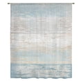 thumbnail image 2 of Blue Beige Farmhouse Sheer Curtains 45 Inch Length, Light Filtering Voile Curtain Panel, Vintage Wooden Striped Rod Pocket Drapes Window Treatments for Living Room Bedroom 52"x45", 2 of 9