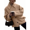 thumbnail image 4 of Female Trench Coat Long Sleeve Lapel Casual Jackets Winter Outerwear Khaki L, 4 of 9