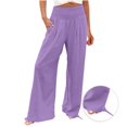 thumbnail image 4 of Delayuji Womens High Waist Wide Leg Pants Elastic Waist Loose Comfortable Pants With Pockets, 4 of 7