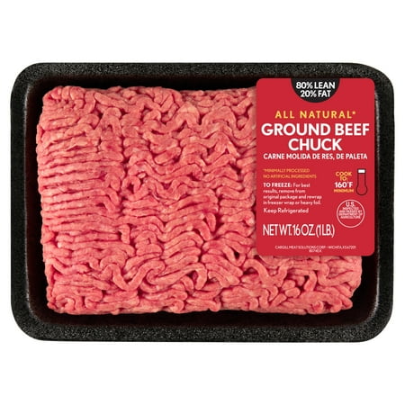 80% Lean / 20% Fat Ground Beef Chuck, 1 lb Tray, Fresh, All Natural*