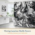 thumbnail image 2 of ComfiTime Shower Curtain with Hooks – Heavy-Duty Mold/Mildew-Resistant, Weighted-Hem Fabric Bathroom Curtain, Water-Repellent, Machine-Washable, Fade-Resistant, Marble, Black, 72 x 72, 2 of 10