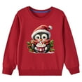 thumbnail image 4 of TFEOQRY Toddler Boys and Girls Long Sleeve Hoodless Christmas Sweatshirts Cartoon Penguin Christmas Hat Printing Sweatshirt Red, 4 of 4