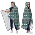 thumbnail image 2 of Wearable Blanket,Green Christmas Reindeer and Snowflake Pattern Hooded Wearable Sherpa Blanket for Adults & Teens,Winter Poncho Shawl Wrap Cape Thick Warm,50"x60", 2 of 5