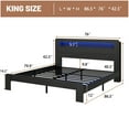 thumbnail image 2 of Bed Frame King Size, Wood Platform Bed Frame with Storage LED Light Headboard and 2 USB , Noise Free,No Box Spring Needed and Easy Assembly Tool,Large Under Bed Storage,Dark Black, 2 of 8