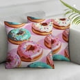thumbnail image 3 of Colorful donut pillowcase watercolor painting donut candy decoration children's cushion cover, youth adult theme warm home bed soft cushion cover  1 Set of 2, Various Sizes, 3 of 7