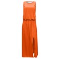 thumbnail image 4 of USSUMA Casual Dresses for Women Women'S Casual Dresses Sleeveless Crew Neck Casual Solid Color Split Maxi Dress Elegant Dress Breathable Dresses Gym Holiday Deals Orange Dress Size-XXL, 4 of 4