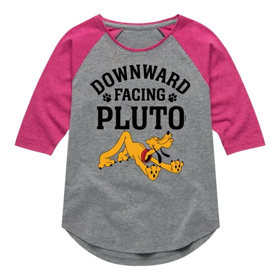 Mickey & Friends - Downward Facing Pluto - Toddler And Youth Girls Raglan Graphic T-Shirt