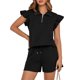 thumbnail image 1 of Sudadera de 2 piezas para mujer BTFBM con cremallera y cuello en V, 1 of 9