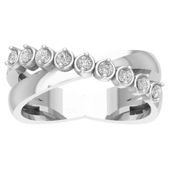 Araiya Sterling Silver Diamond Cross Band Ring (1/3 cttw, I-J Color, I2-I3 Clarity), Size 7