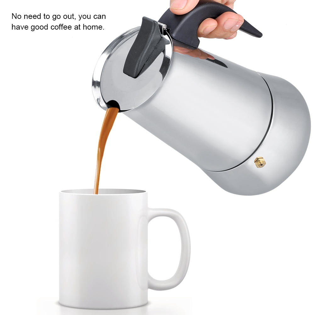 YAHHU Extra Large Stainless Steel Moka Pot Stovetop Espresso Maker (450ml / 15.21 oz)