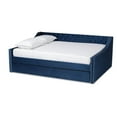thumbnail image 2 of Baxton Studio Raphael Blue Velvet Upholstered Queen Size Daybed with Trundle, Blue, 2 of 9