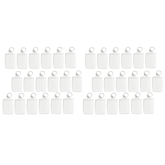 Rollbacks & More 200Pcs Photo Keychain Rectangle Transparent Blank Acrylic Insert Picture Frame Keyring Key Holder DIY Split Ring