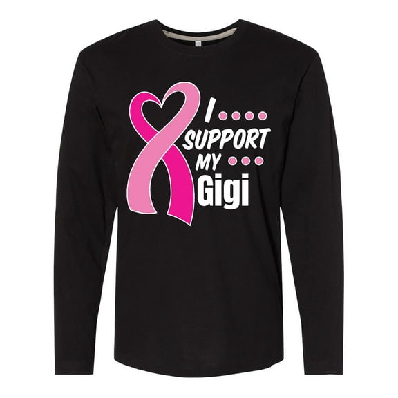 Inktastic Breast Cancer Awareness I Support My Gigi with Pink Ribbon Long Sleeve T-Shirt