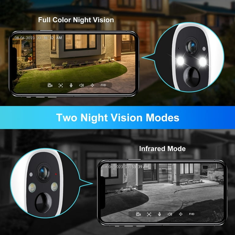 TOPVISION Wireless Security Camera, 2K WiFi Camera with Outdoor Night  Vision, IP66 Outdoor Waterproof Camera for Home Security System,  Surveillance Camera with PIR Motion Sensor, 2 Way Audio 