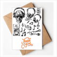 thumbnail image 1 of Skull auriculares musica instrumento patrón Nota en blanco del sobre de la tarjeta de agradecimiento, 1 of 4