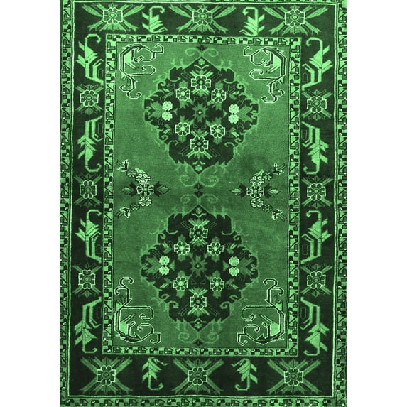 Ahgly Company Indoor Rectangle Persian Emerald Green Traditional Area Rugs, 8' x 10'