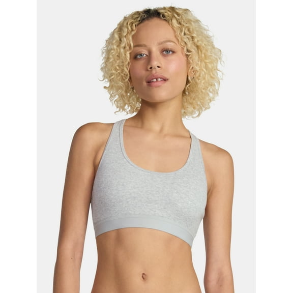 No Boundaries Cotton Stretch Ribbed Racerback Bralette, Women's XS-3XL