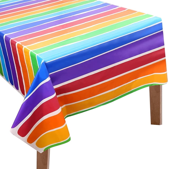 Juego de 2 manteles con temática de arco iris para decoración de fiestas, manteles rectangulares de plástico desechables, manteles de arcoíris para fiesta de verano, playa, cumpleaños, cóctel JAMW Sencillez
