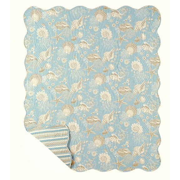 Natural Shells Quilted Table Topper 54" x 54"