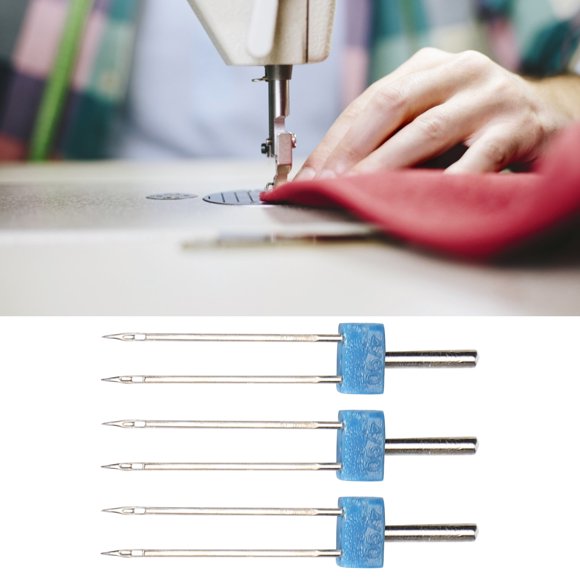 3Pcs Double Needles, Stainless Steel Threading and Hooking Needles for Sewing Machines
