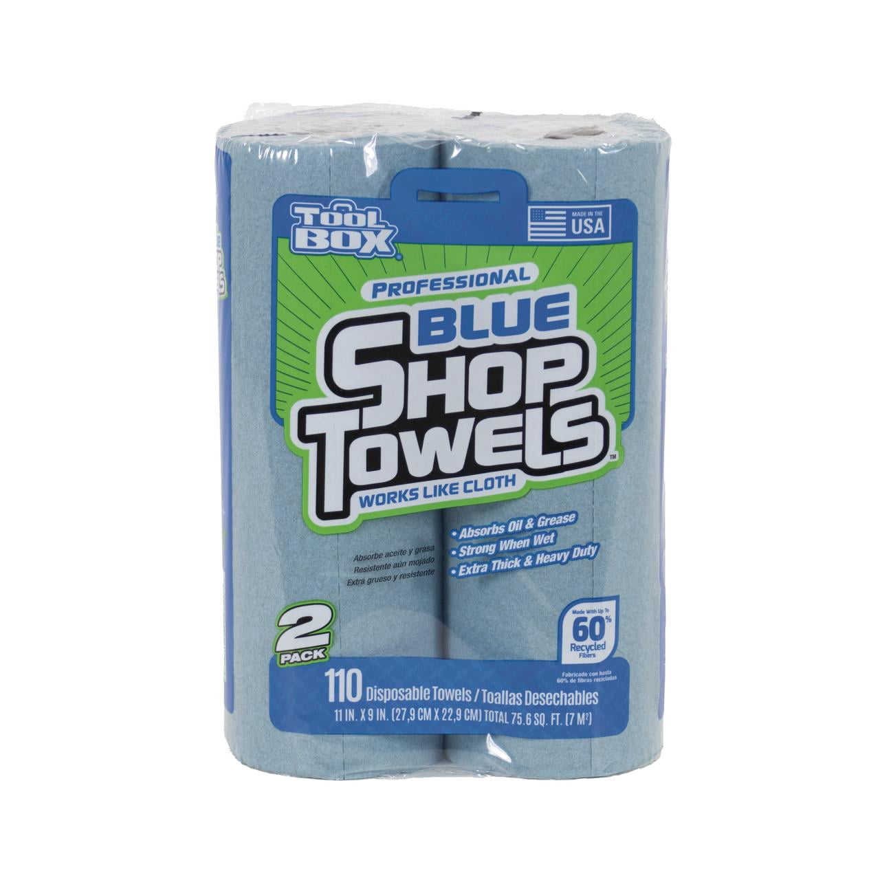 (3 pack) ToolBox® Blue Shop Towel, 2 Rolls per Pack (55 Sheets per Roll)