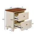 thumbnail image 3 of Hommoo Mid Century Modern 2 Drawers Nightstand with Charging Station & Outlet Hole, Wood End Table Side Stroage Cabinet for Bedroom Living Room, Brown & White, 3 of 7