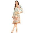 thumbnail image 5 of Sakkas Cocktail Full Sleeve V Neck Floral Printed Midi Dress (Women's), 5 of 5