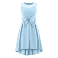 thumbnail image 5 of OGLCCG Teens Girl's Dresses with Bow Belt Mesh Tulle Sleeveless Casual Holiday Sundress High-Low Wedding Princess Dress 5-16 Years, 5 of 6