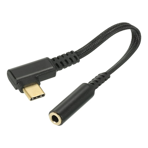 USB Type C to 3.5mm Female Headphone Jack Adapter USB C to Aux Audio HiFi Digital Converter Cable Cord 5.5" Black