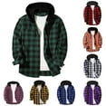 thumbnail image 2 of ZCFZJW Flannel Hoodie Tops for Men Big and Tall Regular Fit Casual Button Down Fall Winter Long Sleeve Patchwork Hooded Sweatshirts Lightweight Comfy Outwear Pullover Hot Pink XXXXL, 2 of 6