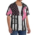 thumbnail image 2 of Xecao Ribbon Breast Cancer Awareness Pattern Men's Short-Sleeve Cuban Collar Button-Down Shirt with Chest Pocket Lightweight Tropical Vacation Shirt-X-Large, 2 of 5