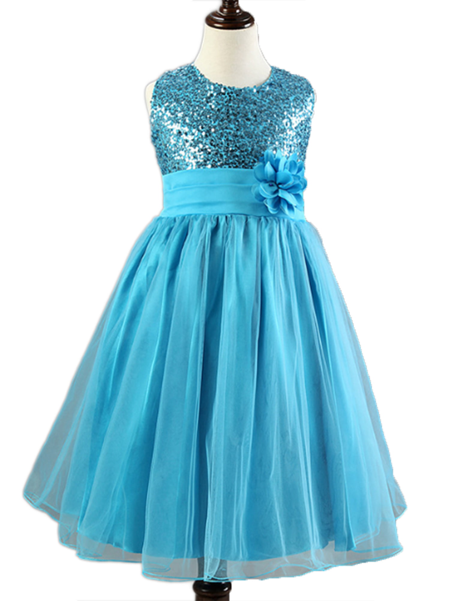 StylesILove Lovely Sequin Flower Girl Dress, 5 Colors (2-3 Years, Blue ...